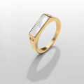 White Rectangle Stone Signet Ring (Gold)