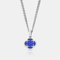 Blue Clover Stone Pendant (Silver)