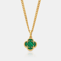 Malachite Clover Stone Pendant (Gold)